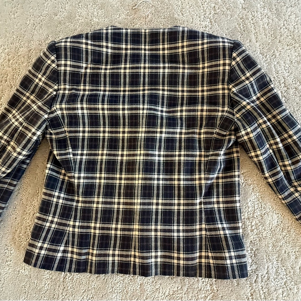 Jaeger Wool Silk Plaid Jacket Blazer Brown Tan UK Made in Great Britain - Picture 3 of 15